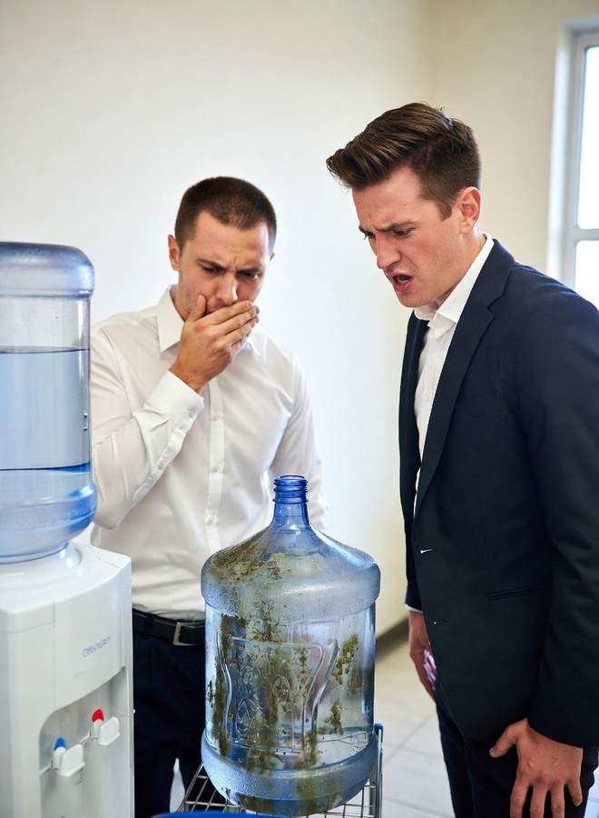 dirty 5 gallon water jug because of bacteria build up that makes it smell