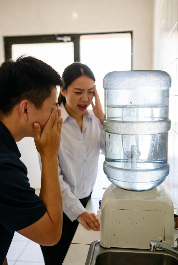 dirty water dispenser because of dirty 5 gallon water jug not cleaned