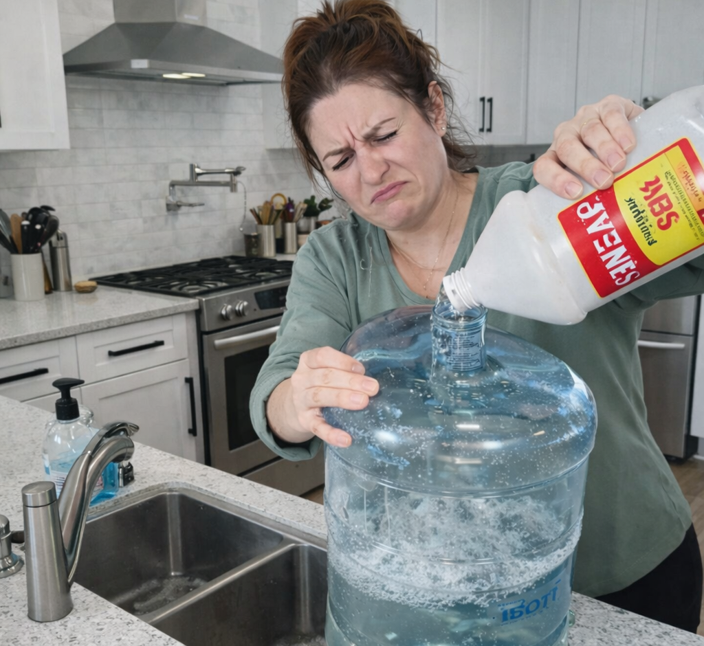bleach not cleaning 5 gallon water jug properly