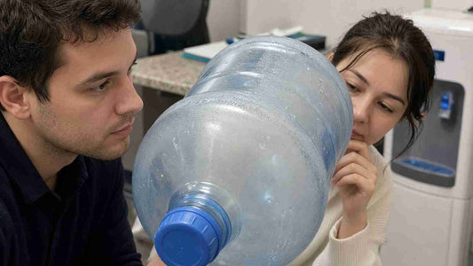cleaning 5 gallon water jug with mold at the bottom