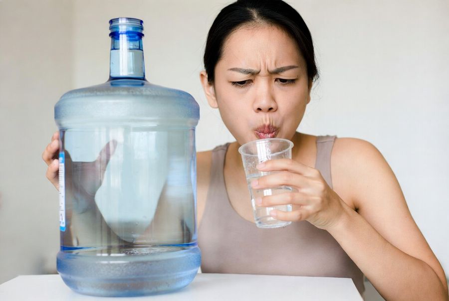 water from 5 gallon water jug tastes off after cleaning it