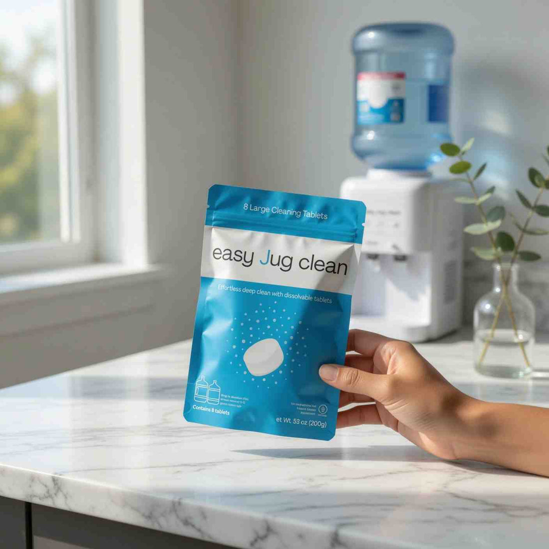 cleaning tablets are the real option for 5 gallon water jugs